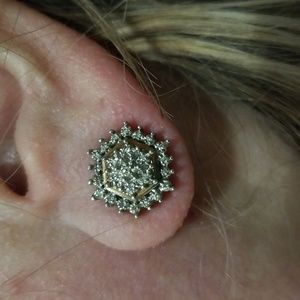 Dazzling Silver and Gold Hexagon Earrings